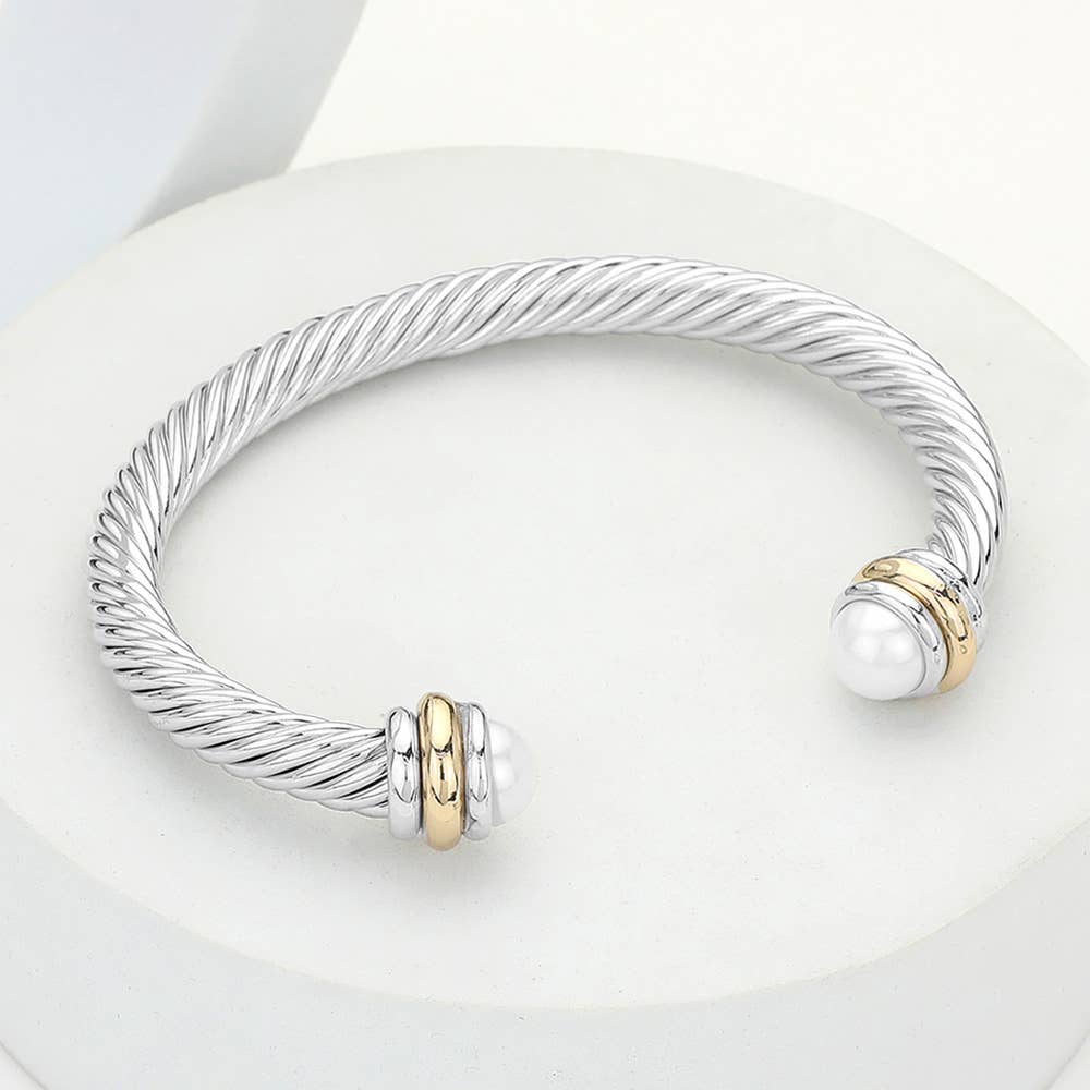 Stone Tip Twisted Rope Cuff Bracelet