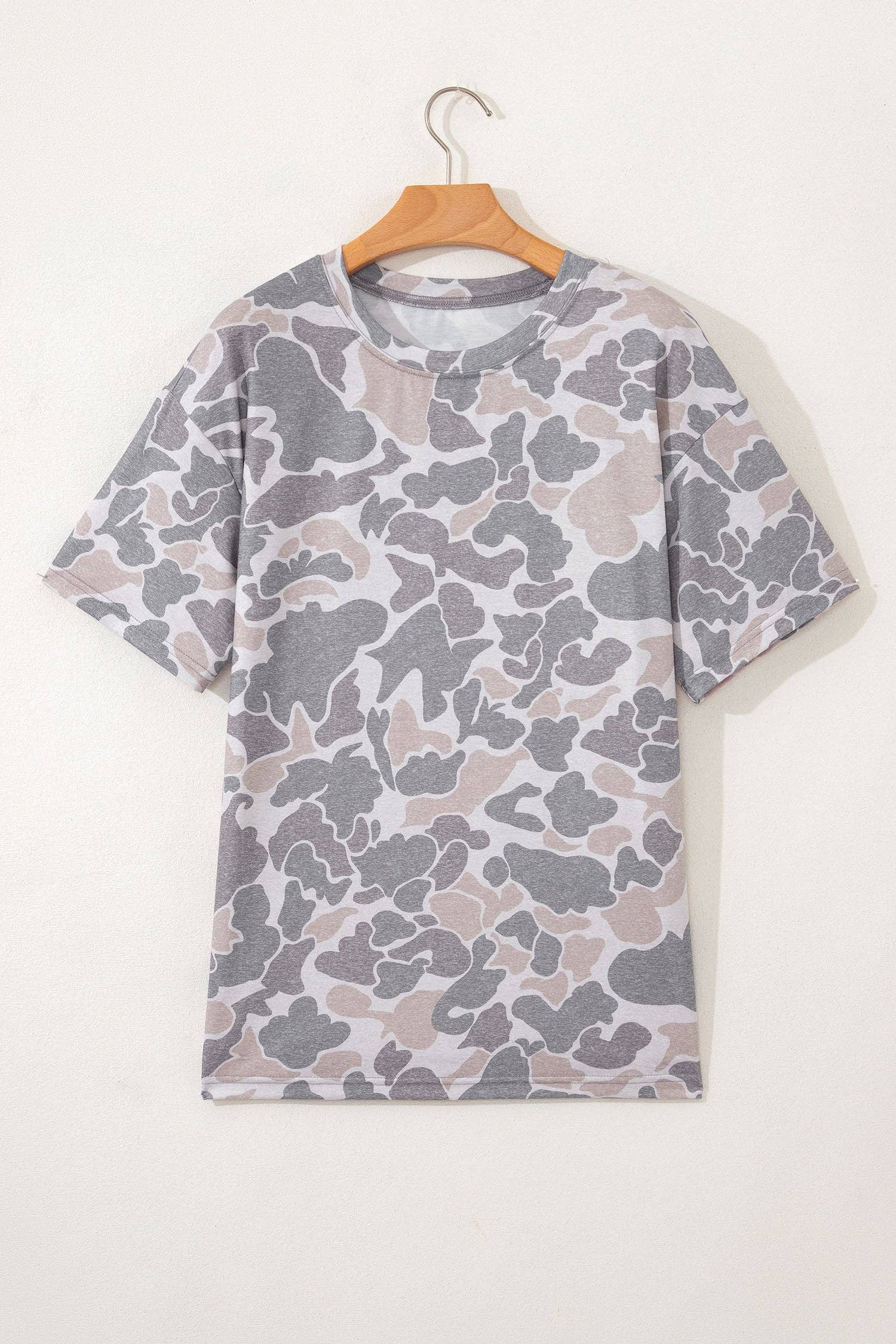 Camo Round Neck Short Sleeve T-Shirt