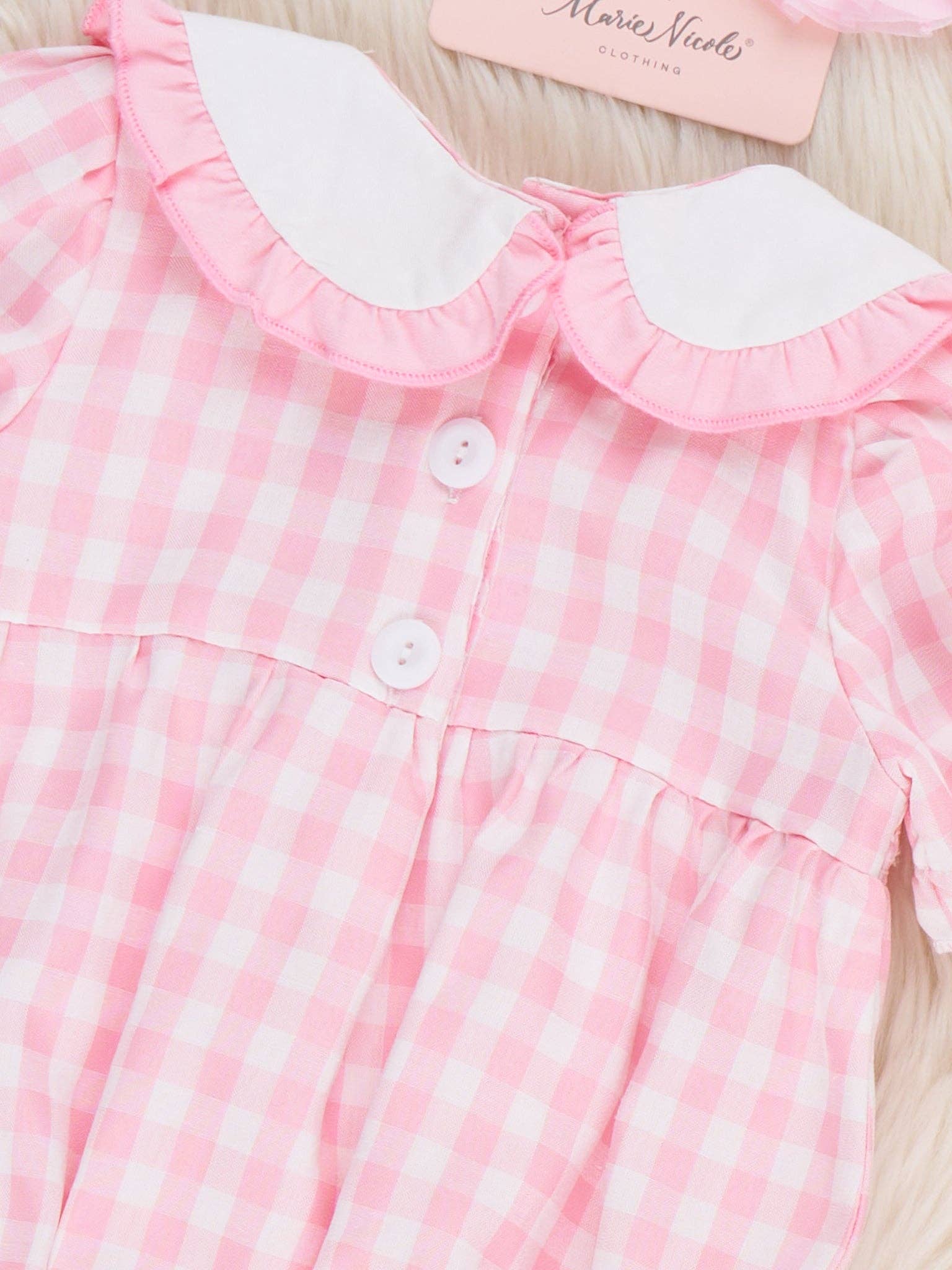 Pretty Bows Gingham Embroidered Romper