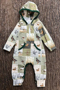 Duck patch work baby romper with hoodie