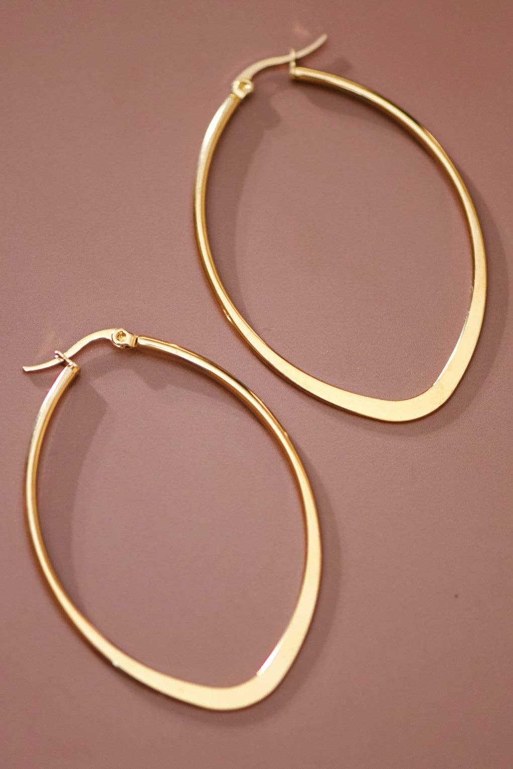 18K Gold Plated Waterproof Stainless Steel Hoop Earrings