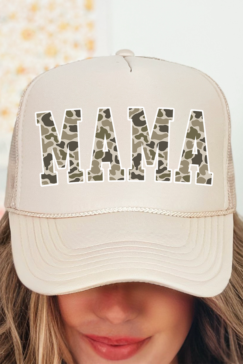 White Mama Camo Otto Khaki Foam Front Trucker Hat