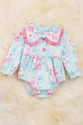 Pastel floral printed onesie w/ long sleeve