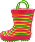 Norty Rubber Rain Boots-- Fuchsia/Lime Stripes