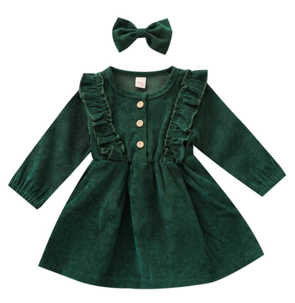 Corduroy Dress & Bow set
