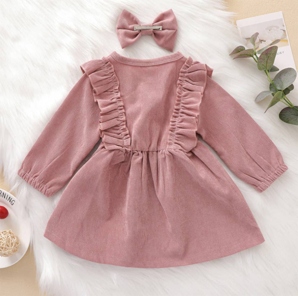 Corduroy Dress & Bow set