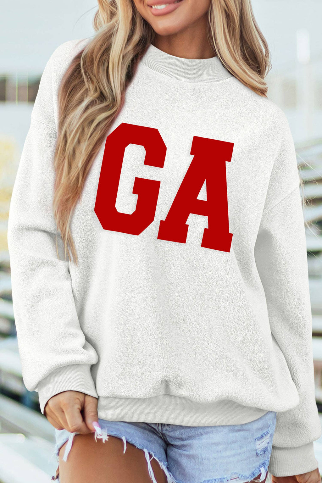 Reversible Long Sleeve Mock Neck Sweatshirt- GA