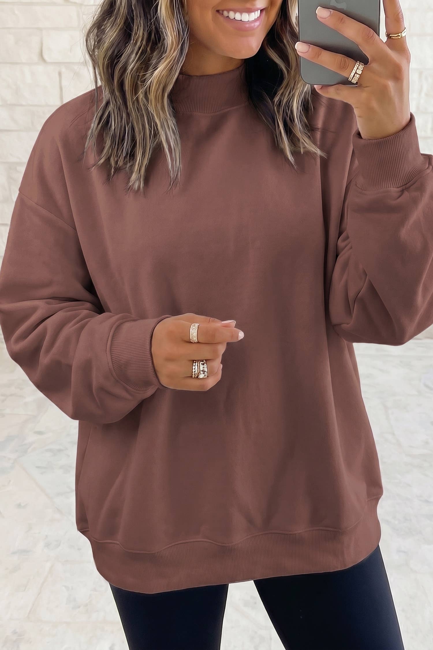 Reversible Mock Neck Sweatshirt