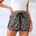 Leopard Print Drawstring High Waist Casual Shorts