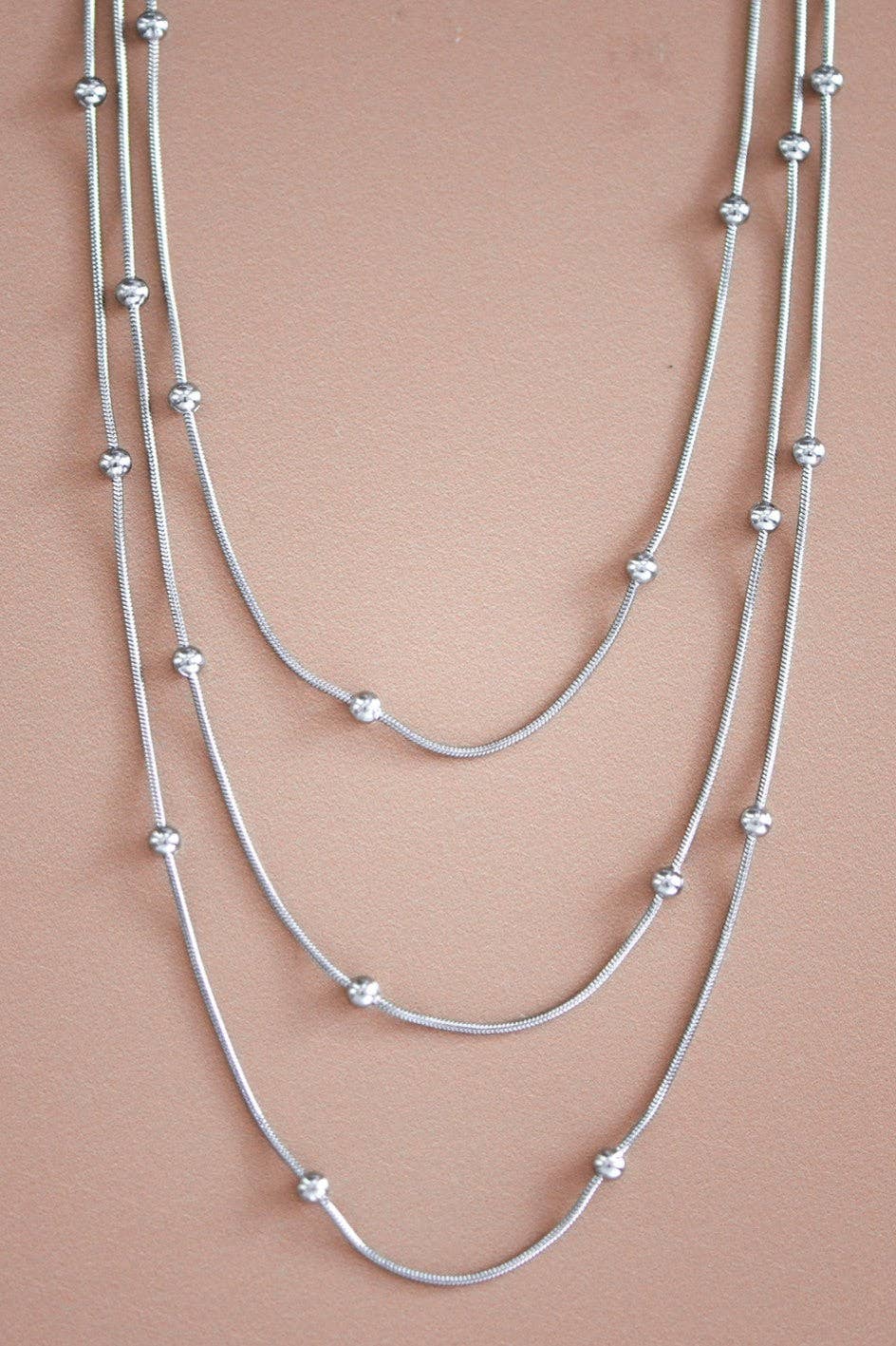 Tarnish-Resistant Stainless Steel Layered Ball Chain Necklace