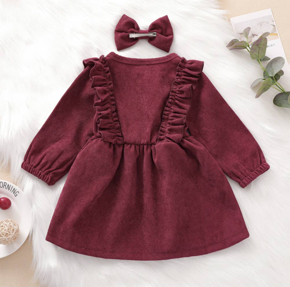 Corduroy Dress & Bow set