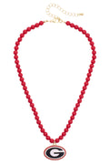 Georgia Bulldogs Beaded Logo Pendant Necklace