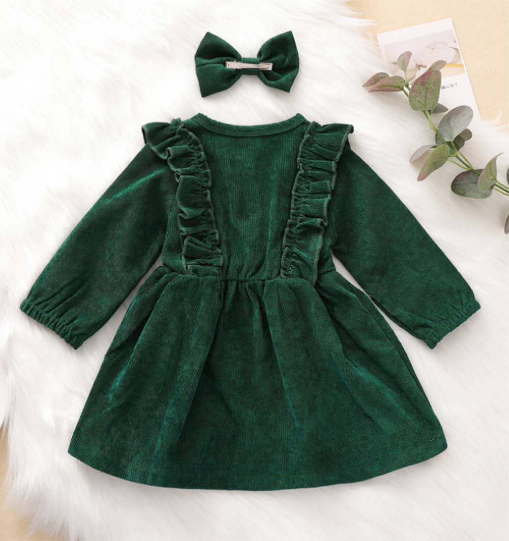 Corduroy Dress & Bow set