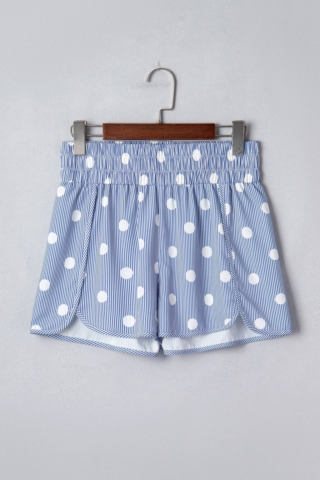 Polka Dot Shirred High Waist Shorts