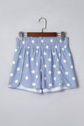 Polka Dot Shirred High Waist Shorts