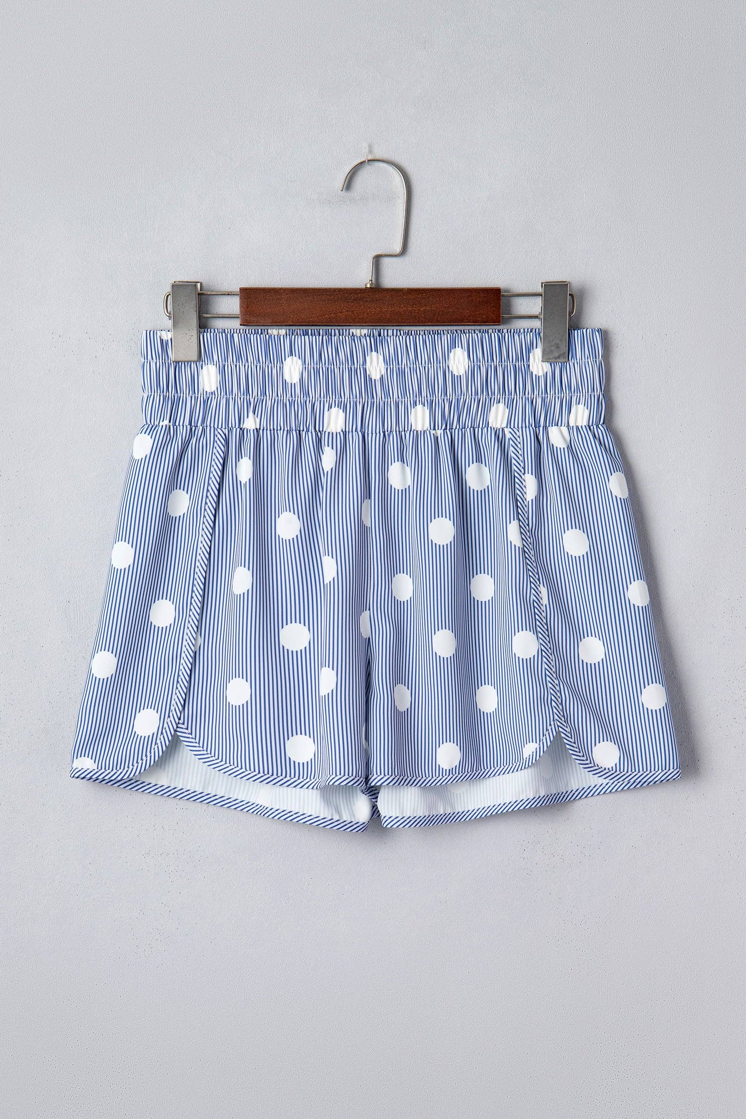 Polka Dot Shirred High Waist Shorts