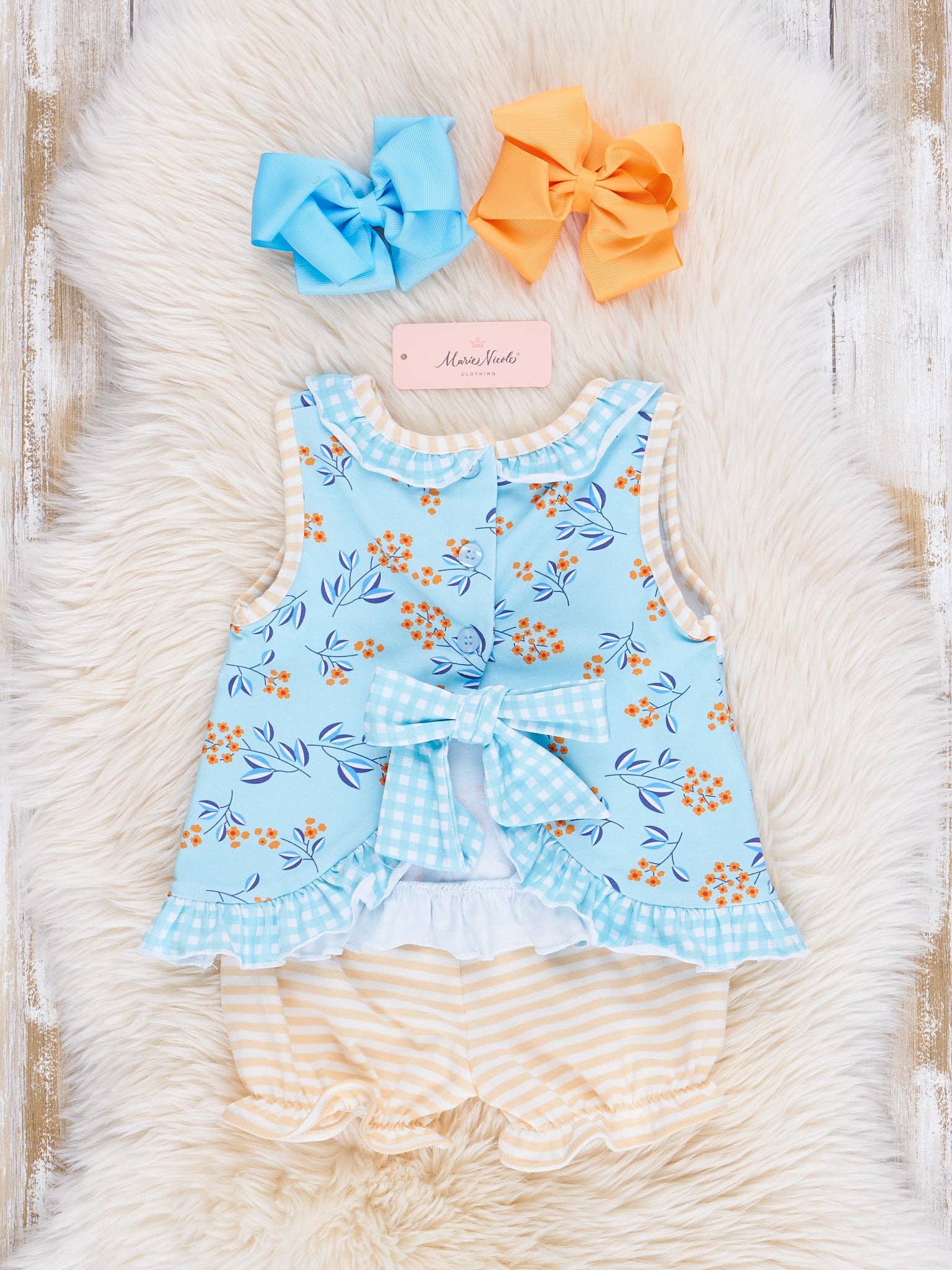 Blue Floral Dad Love Ruffle Outfit