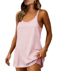 Built in Romper Athletic Sleeveless Dress in Stripe