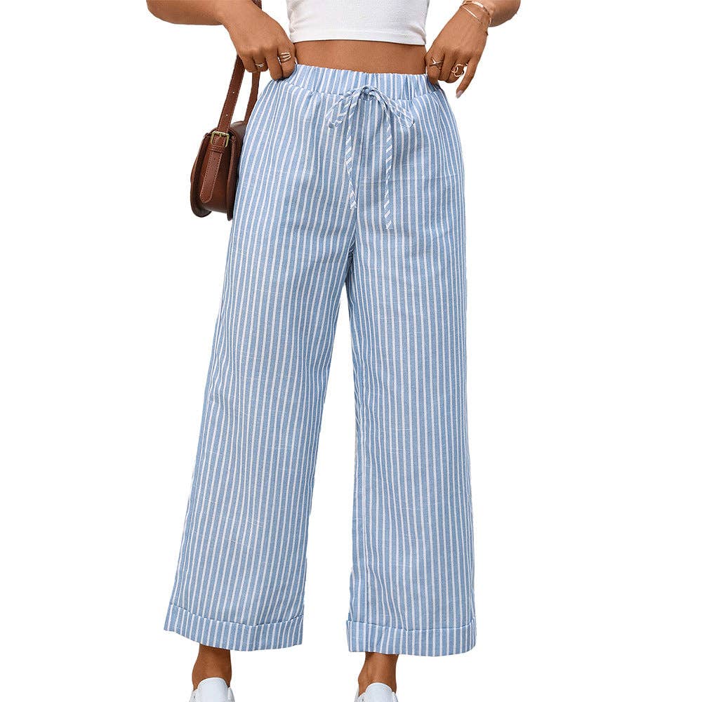 Striped High Waist wide leg pants