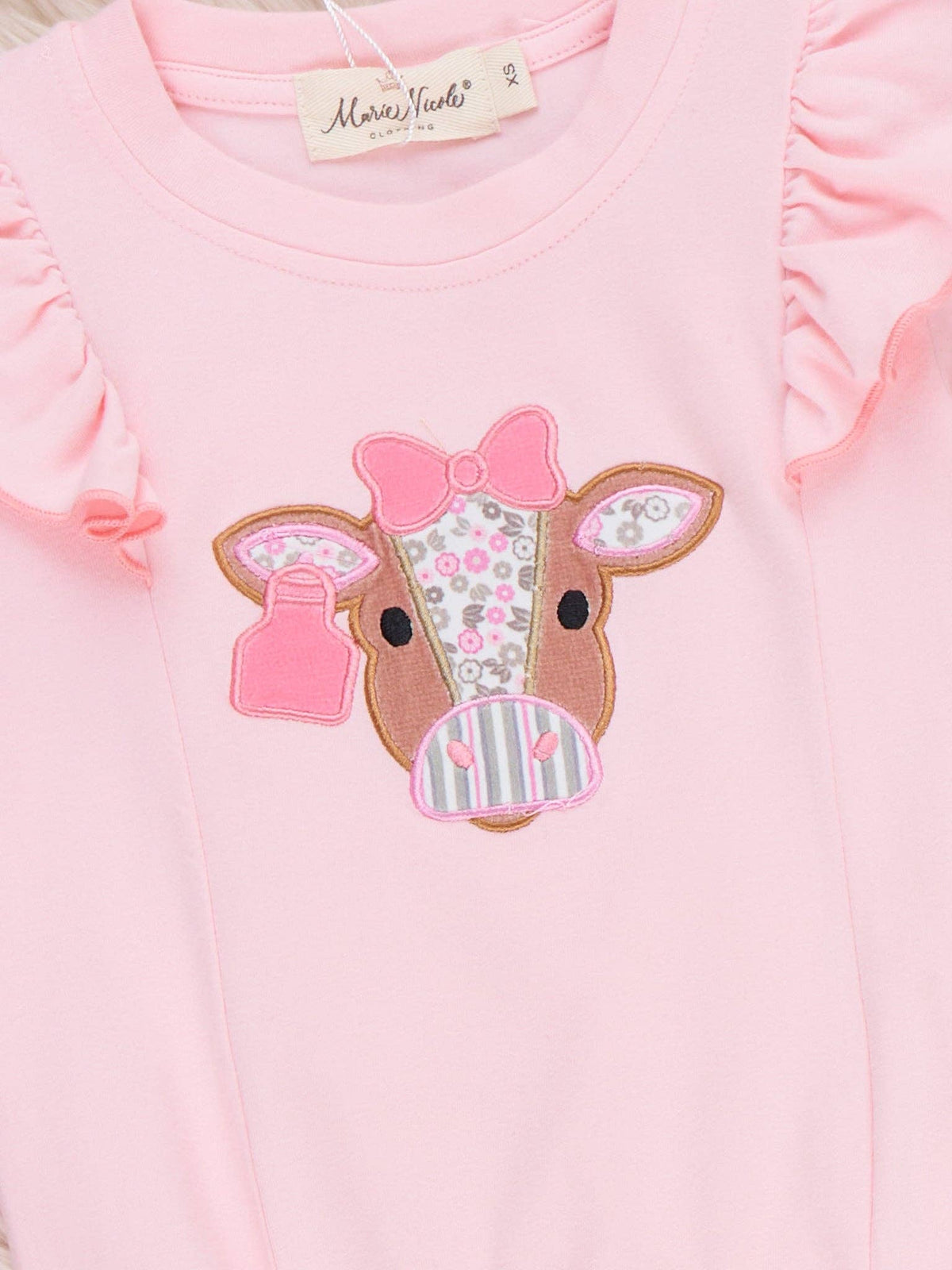 Floral Cow Cutie Ruffle Bell Bottom Outfit