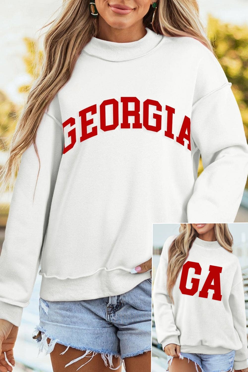 Reversible Long Sleeve Mock Neck Sweatshirt- GA