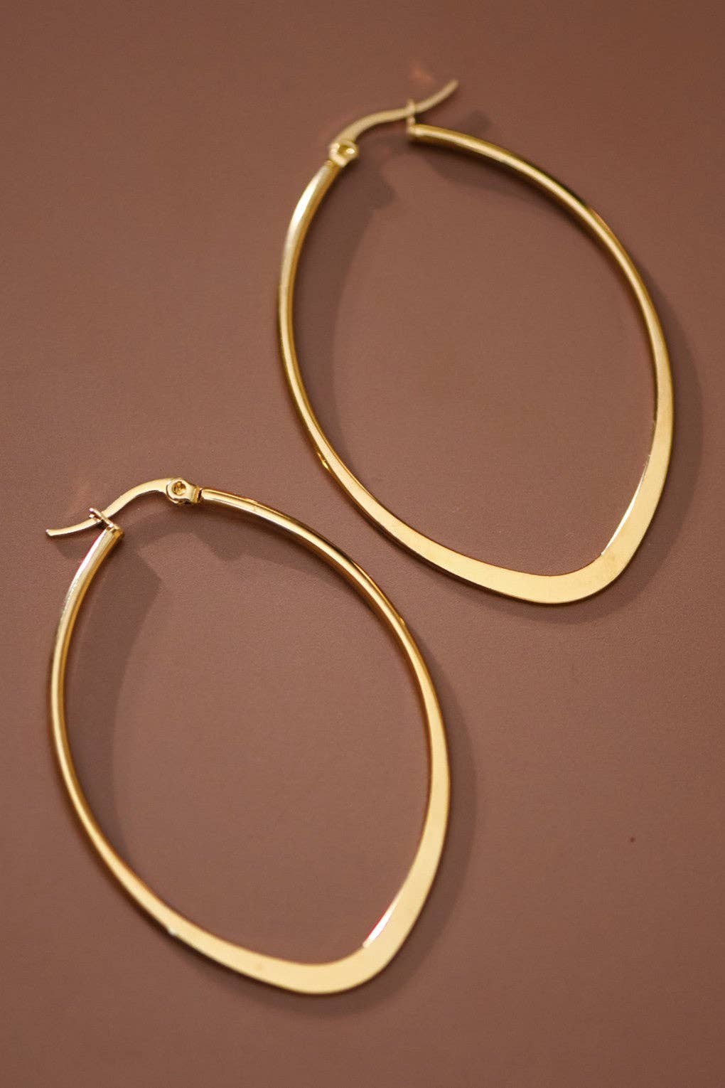 18K Gold Plated Waterproof Stainless Steel Hoop Earrings