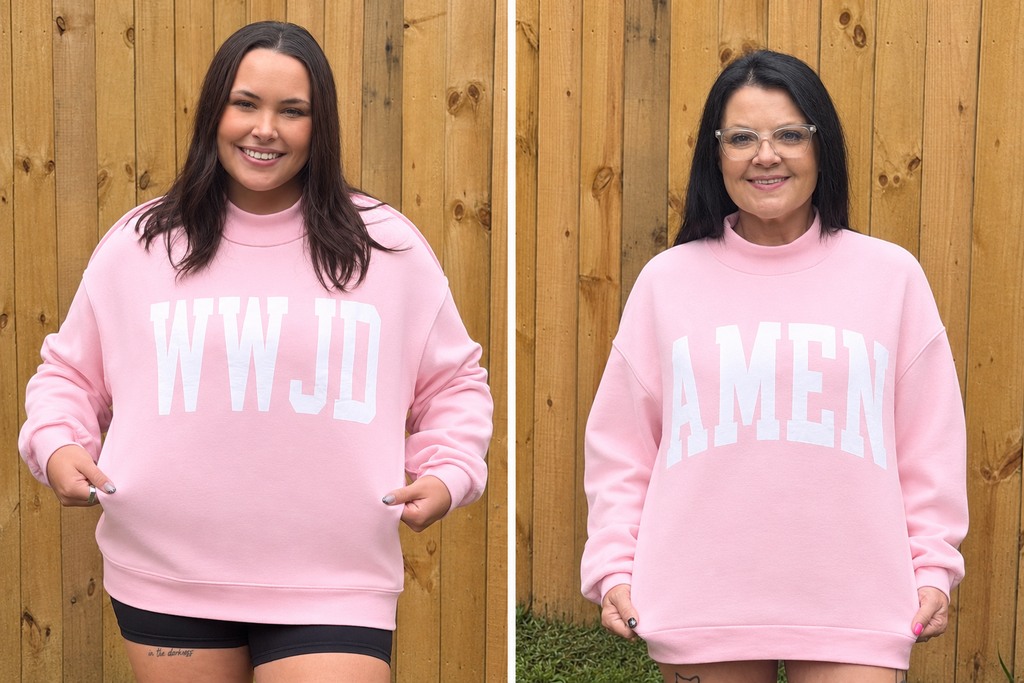 WWJD/ AMEN Reversible Mock Neck Sweatshirt
