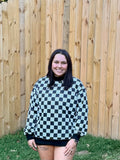 Checkered/ GAMEDAY Reversible Mock Neck Baggy Sweatshirt