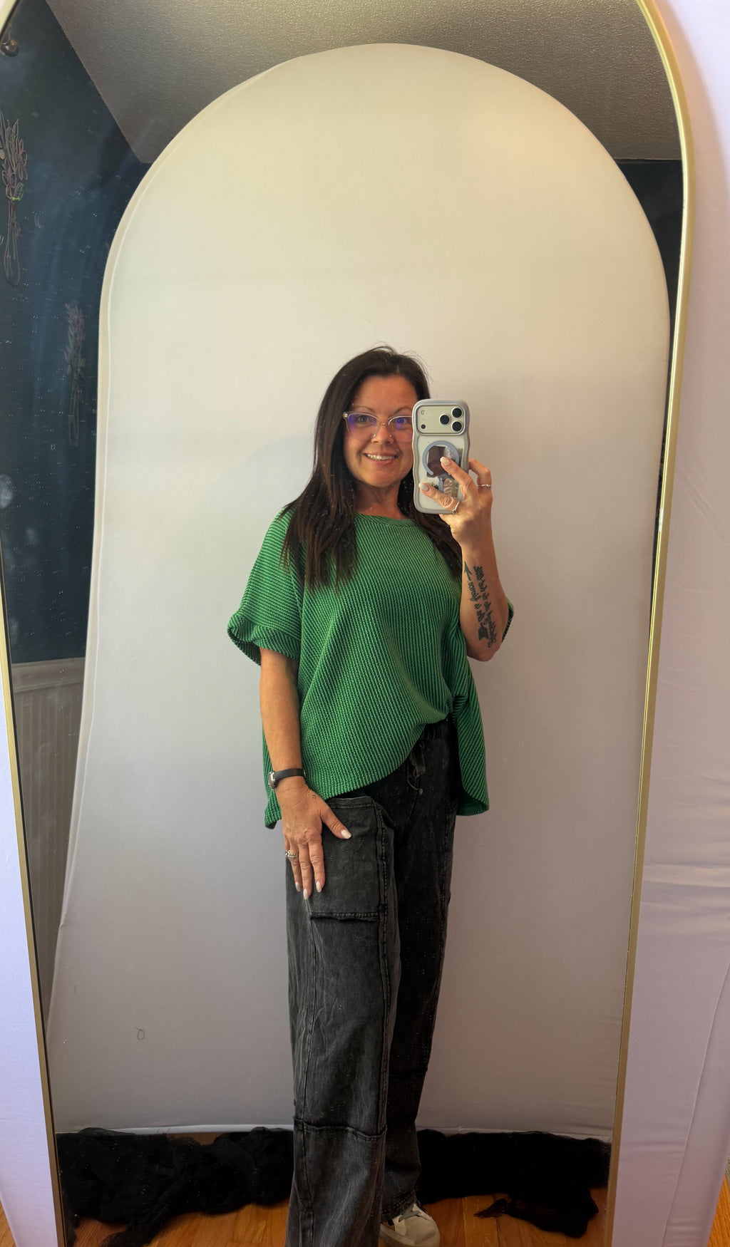 NP70942-Mineral Washed Wide Leg Casual Comfy Pants