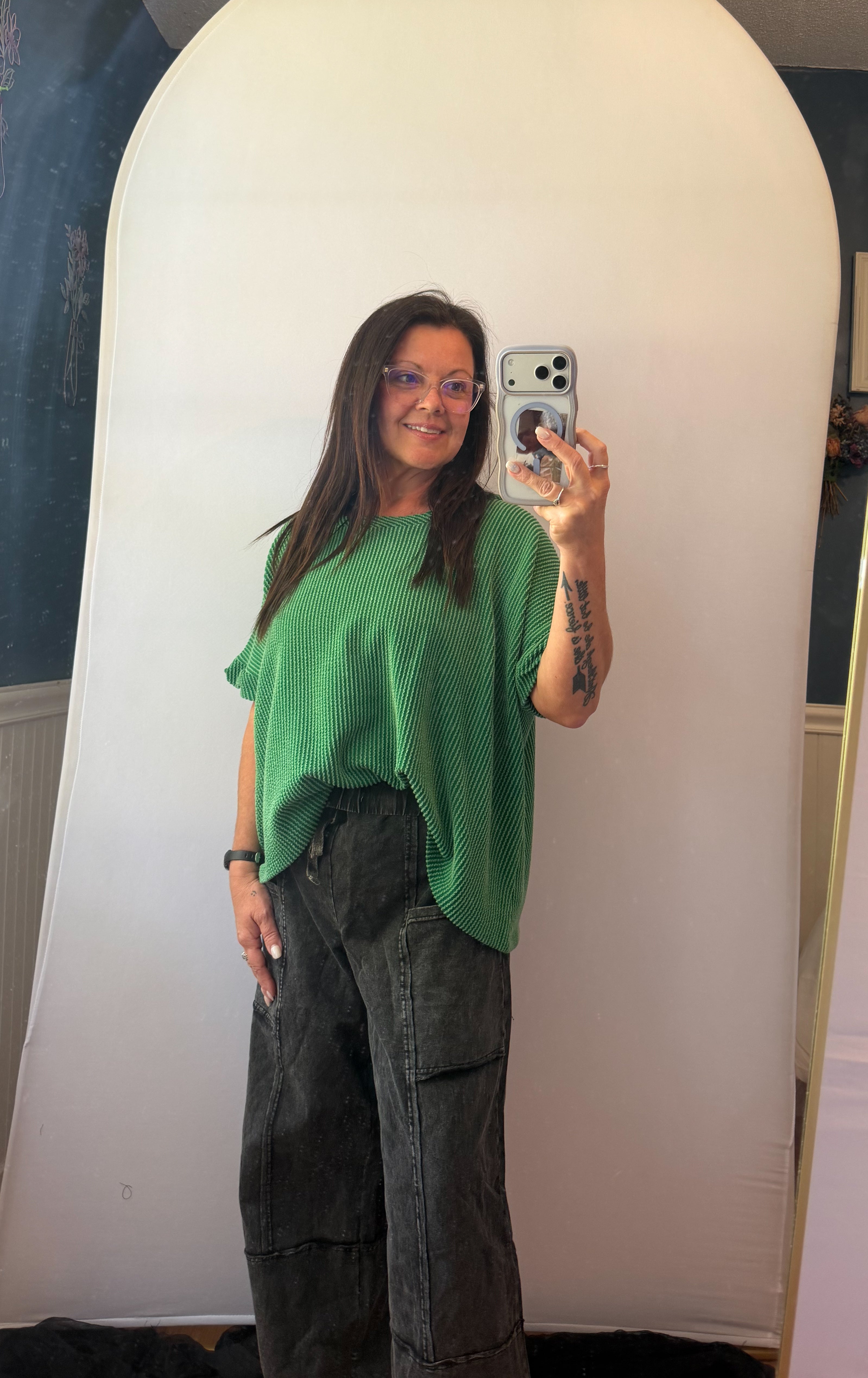 NP70942-Mineral Washed Wide Leg Casual Comfy Pants