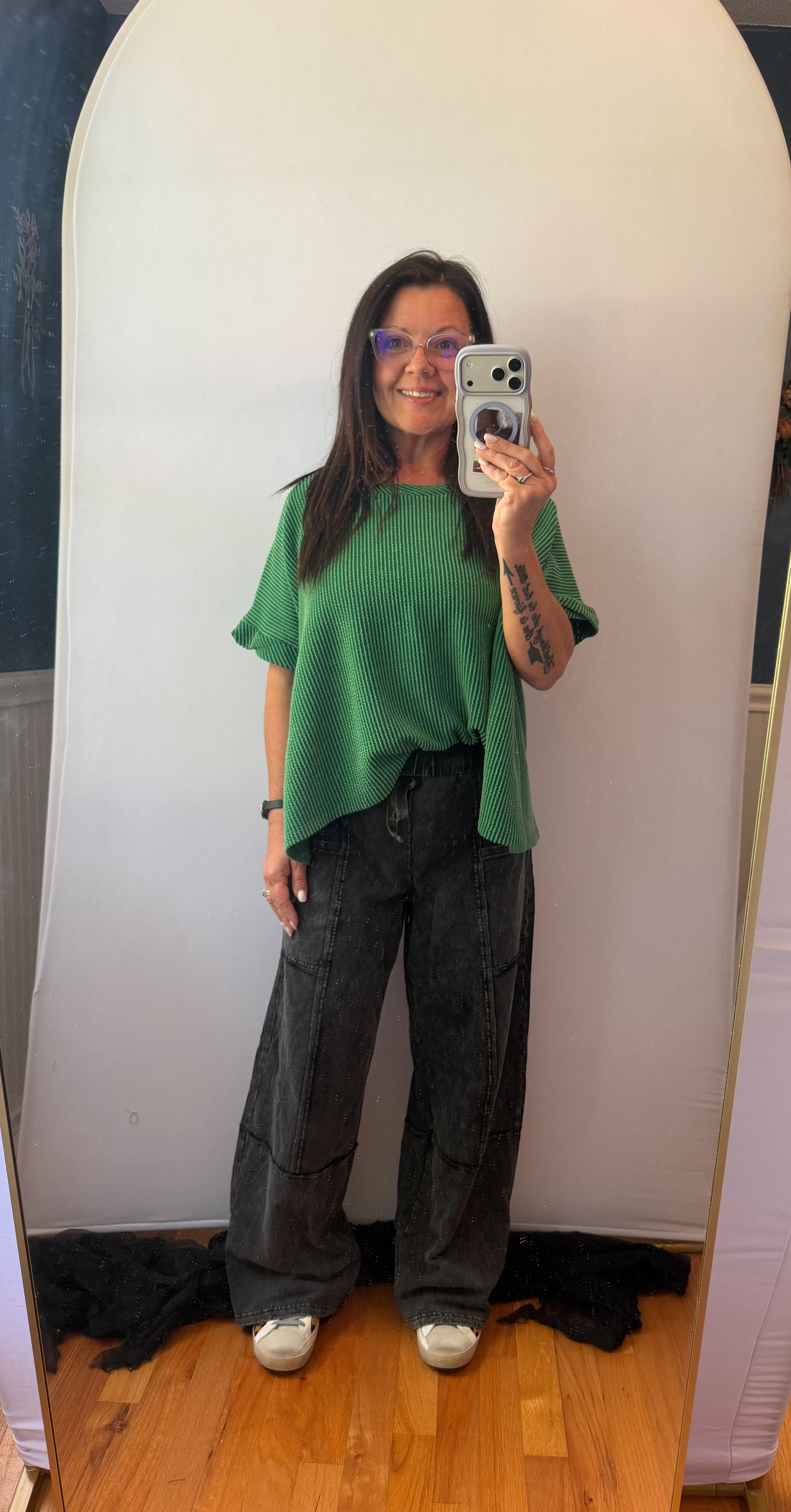 NP70942-Mineral Washed Wide Leg Casual Comfy Pants
