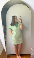 Stripe Quarter Zip Polo Collar T-Shirt Dress