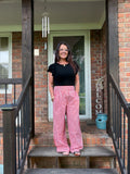 Gingham High Waist Wide Leg Pants with Pockets