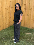 Mineral Washed Wide Leg Casual Comfy Pants