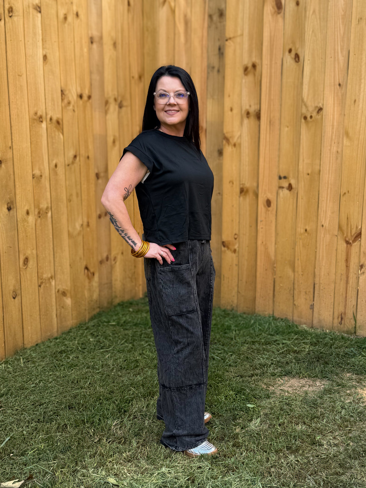 Mineral Washed Wide Leg Casual Comfy Pants