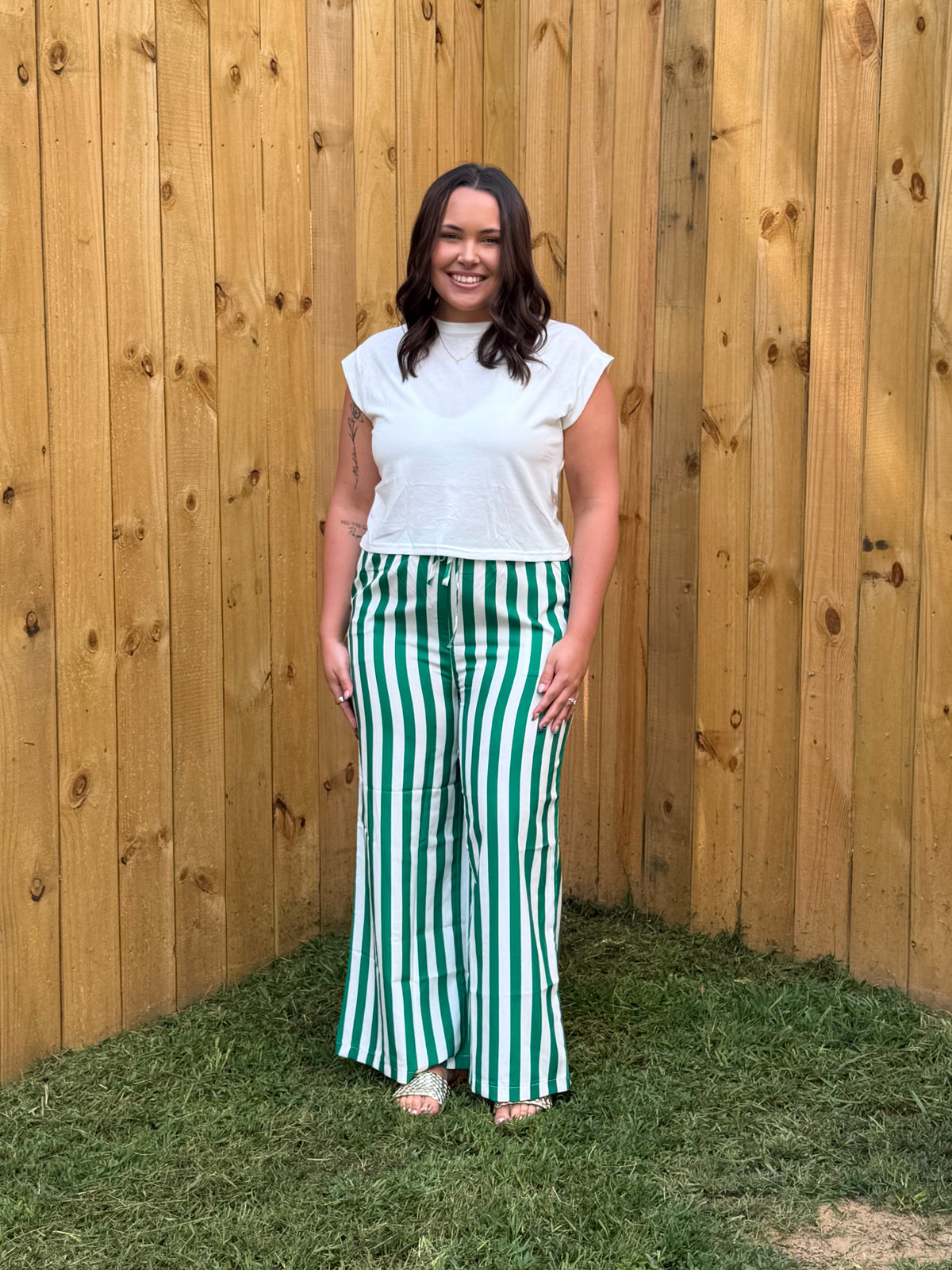 Casual Color-Block Striped Print Straight-Leg Pants