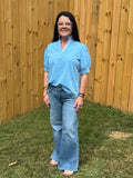 Frilled Collar Short Sleeve Top