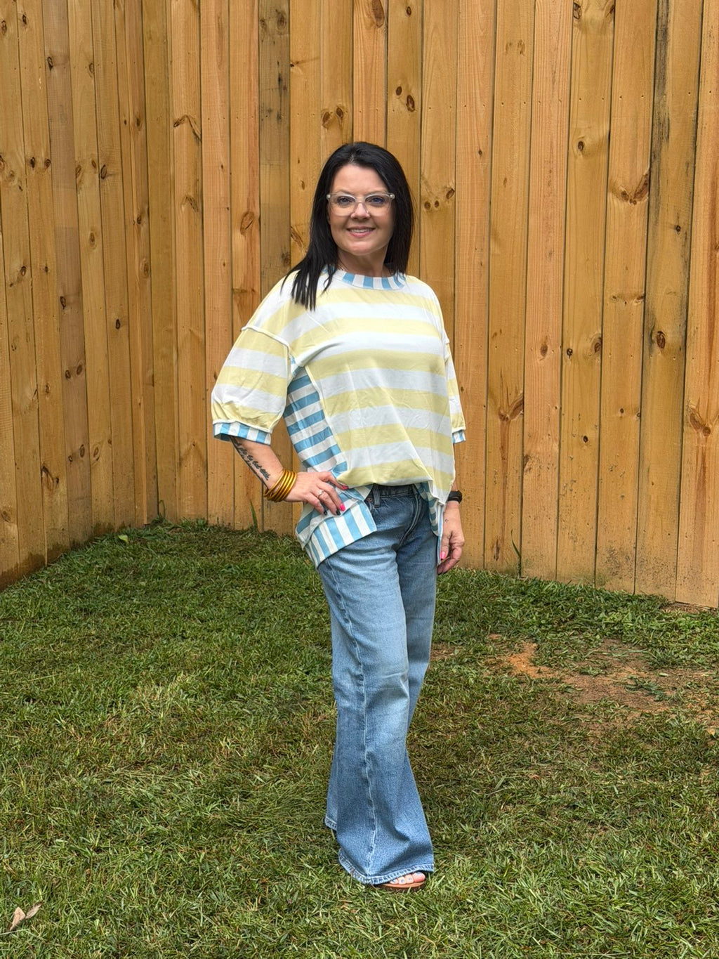 Exposed Seam Contrast Patchwork Oversized Top