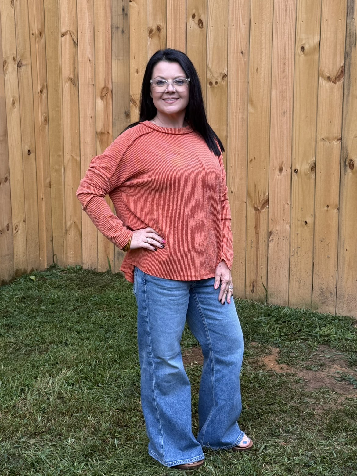 Zenana Raised Rib Raw Edge Hi-low hem Long Sleeve Top
