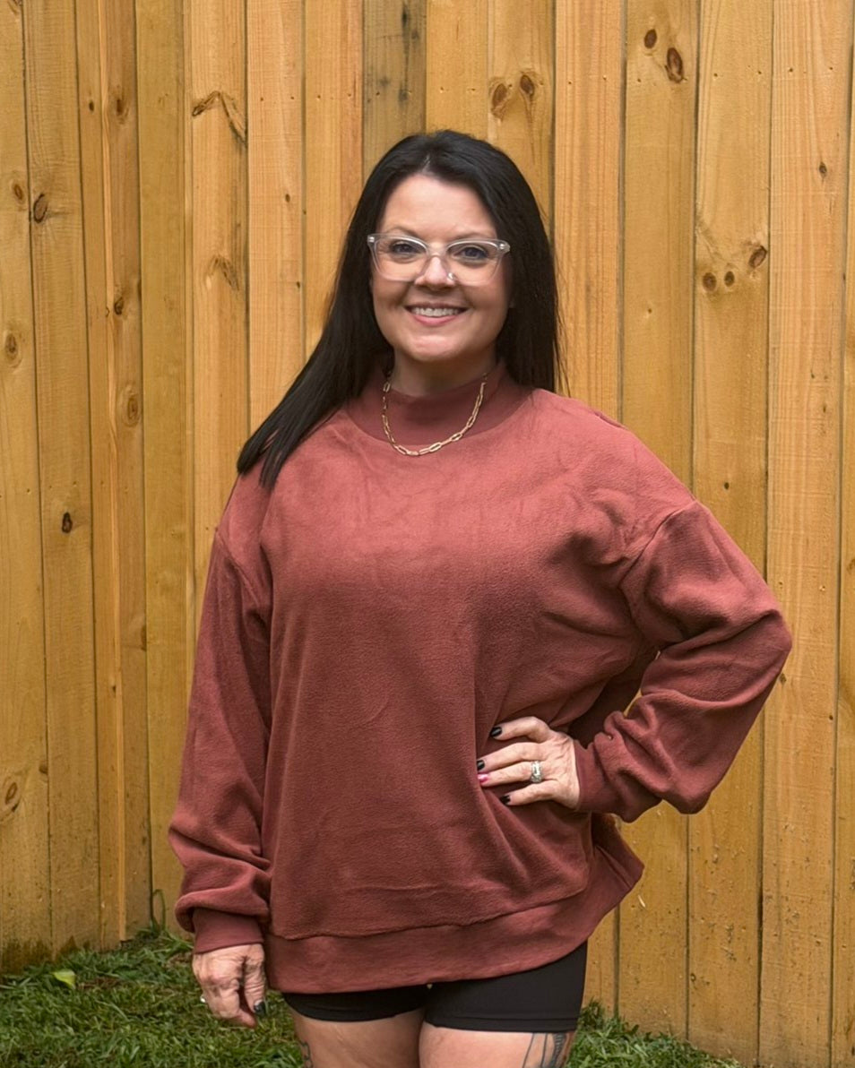 Reversible Mock Neck Sweatshirt