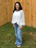 Stripe Raglan Patchwork Long Sleeve Top