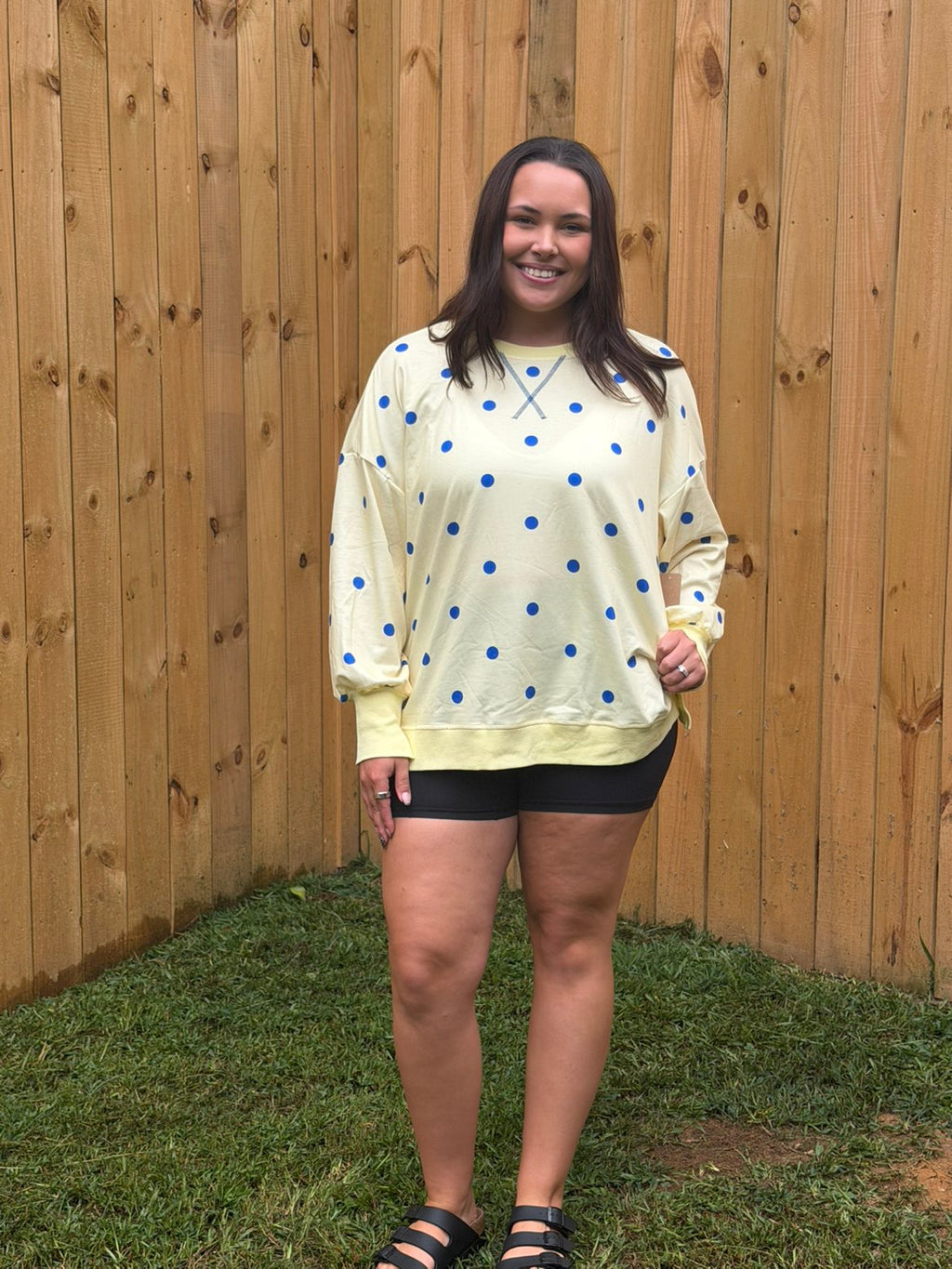 Polka Dot Exposed Seam Oversized Sweatshirt