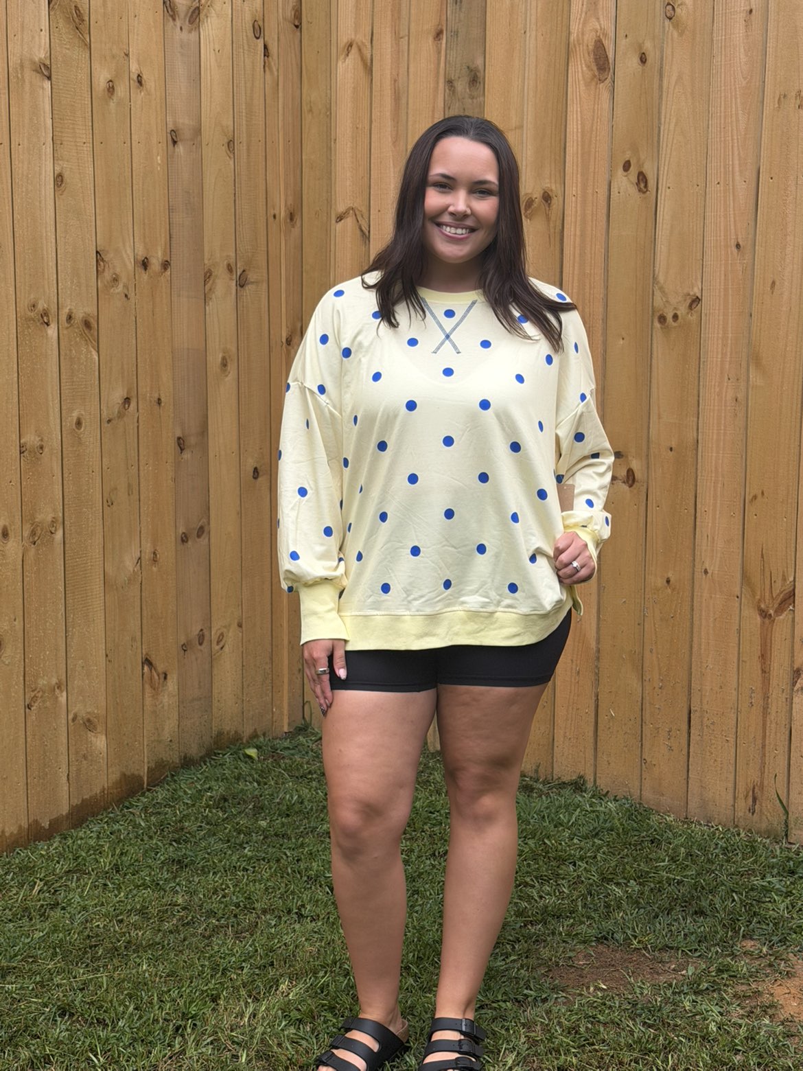 Polka Dot Exposed Seam Oversized Sweatshirt