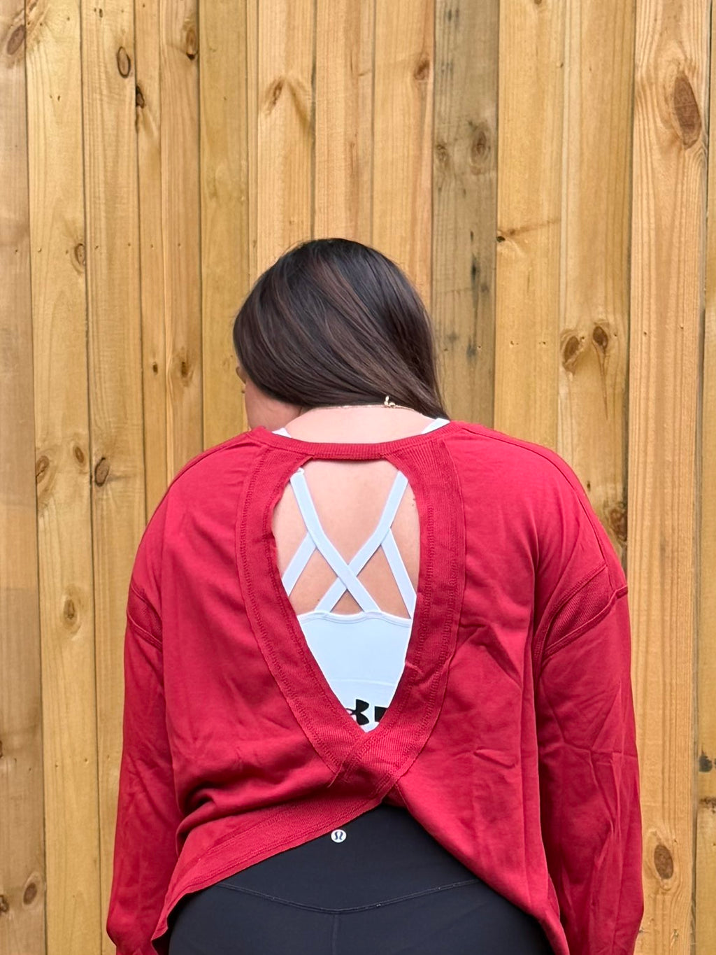 Ribbed Detail Drop Shoulder Cutout Back Sweatshirt