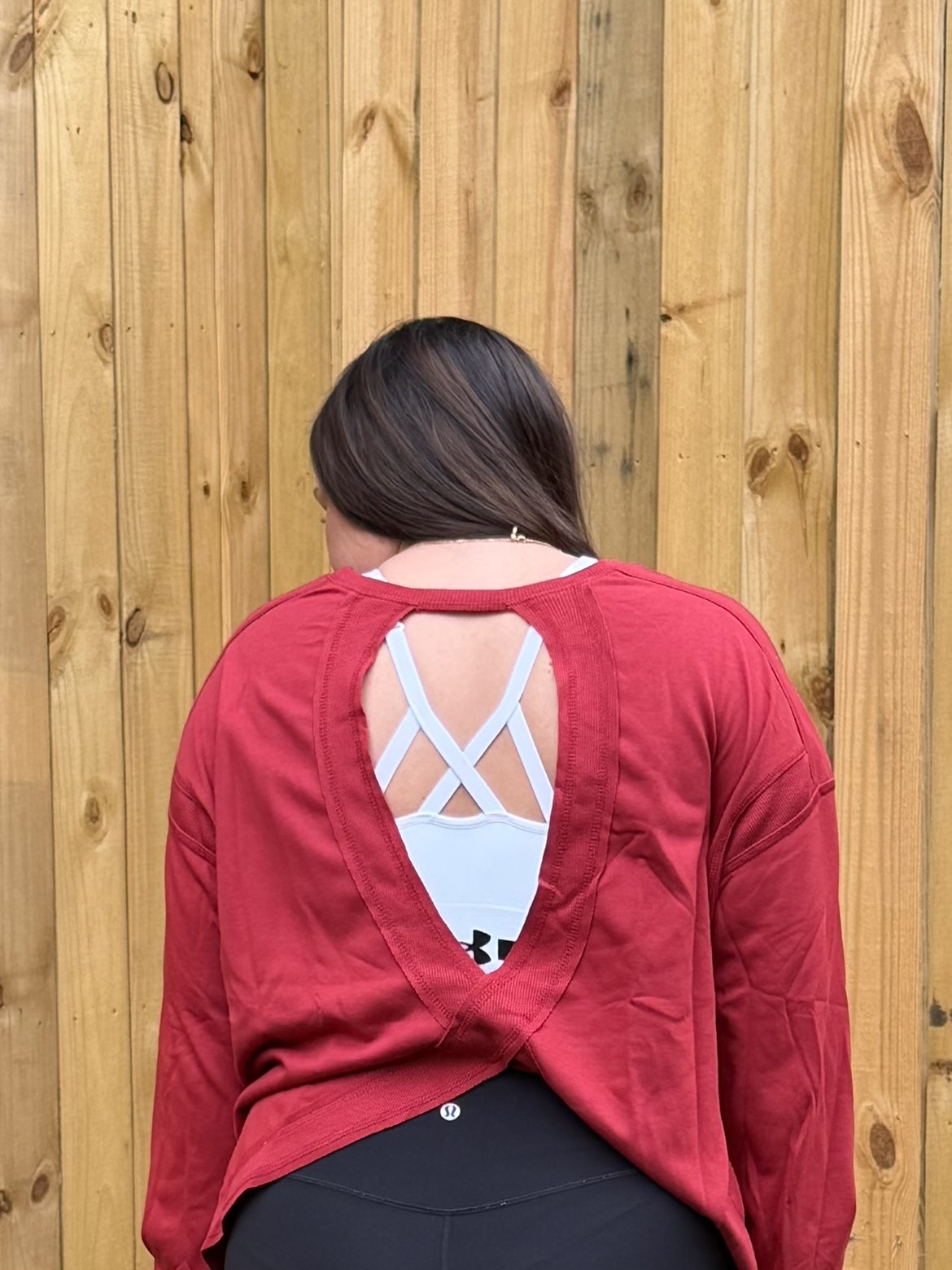 Ribbed Detail Drop Shoulder Cutout Back Sweatshirt