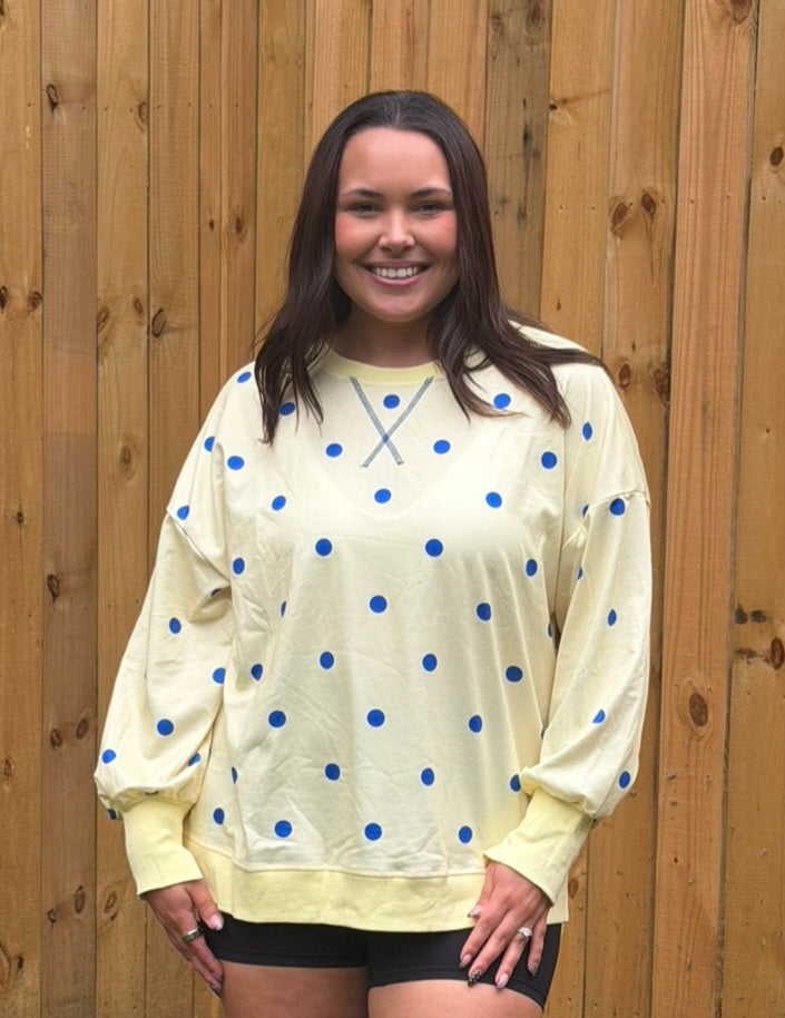 Polka Dot Exposed Seam Oversized Sweatshirt