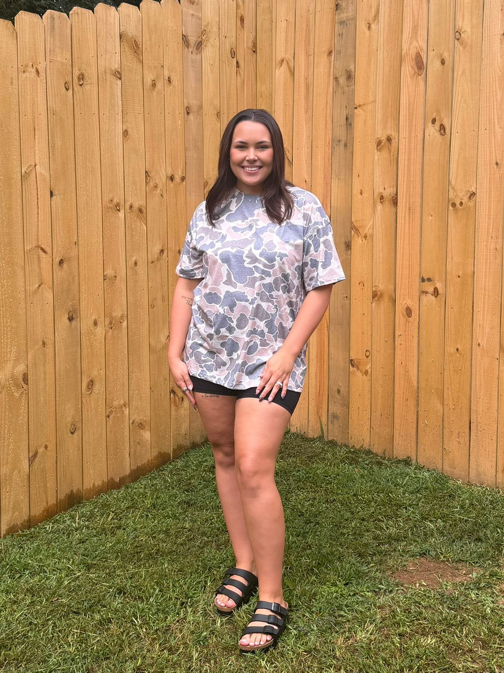 Camo Round Neck Short Sleeve T-Shirt