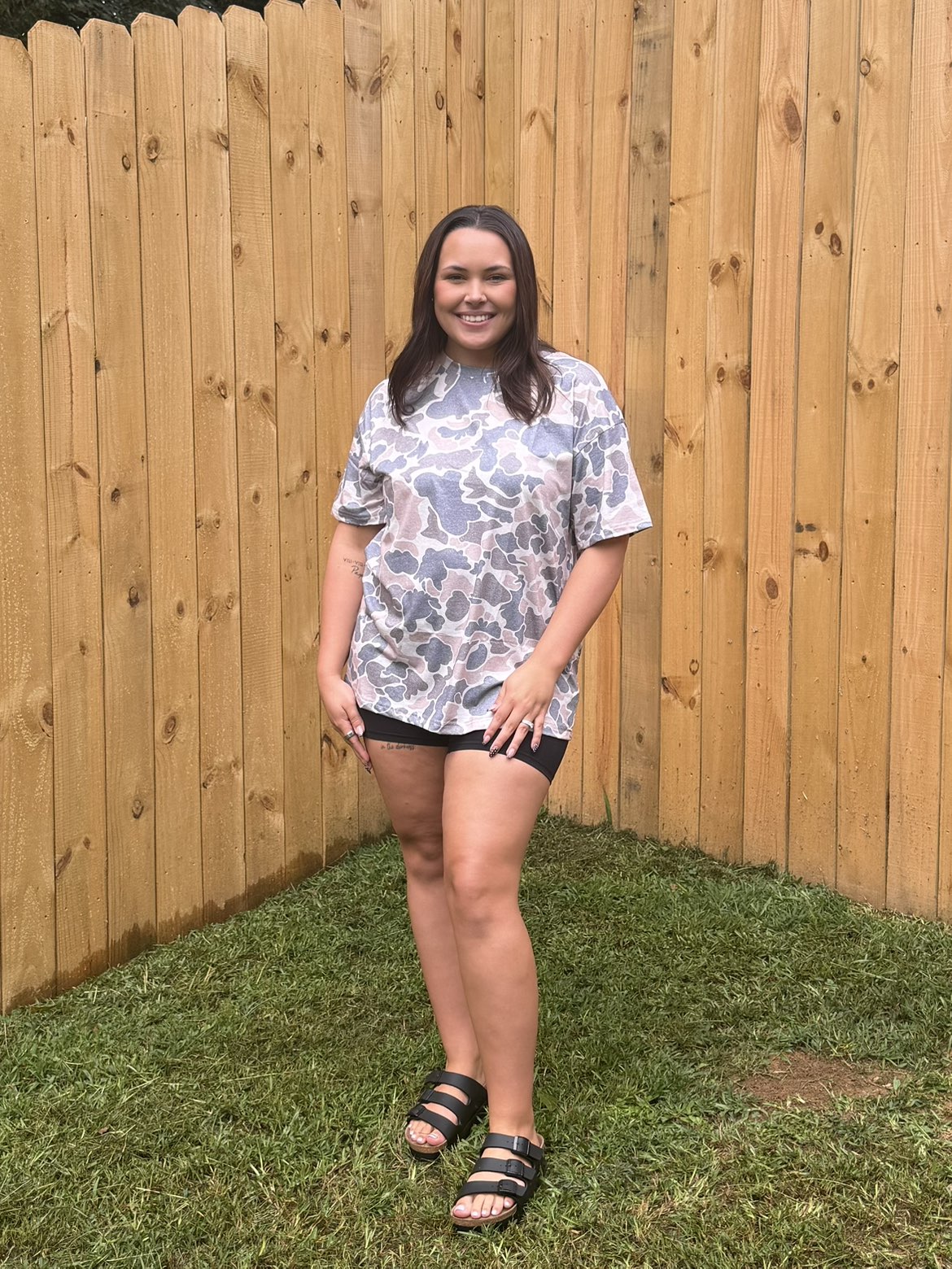 Camo Round Neck Short Sleeve T-Shirt