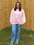 pink gingham sweatshirt