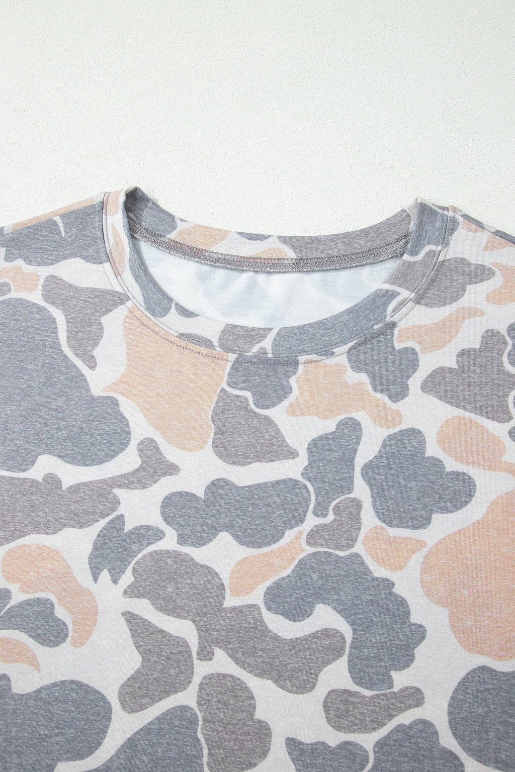 Camo Round Neck Short Sleeve T-Shirt